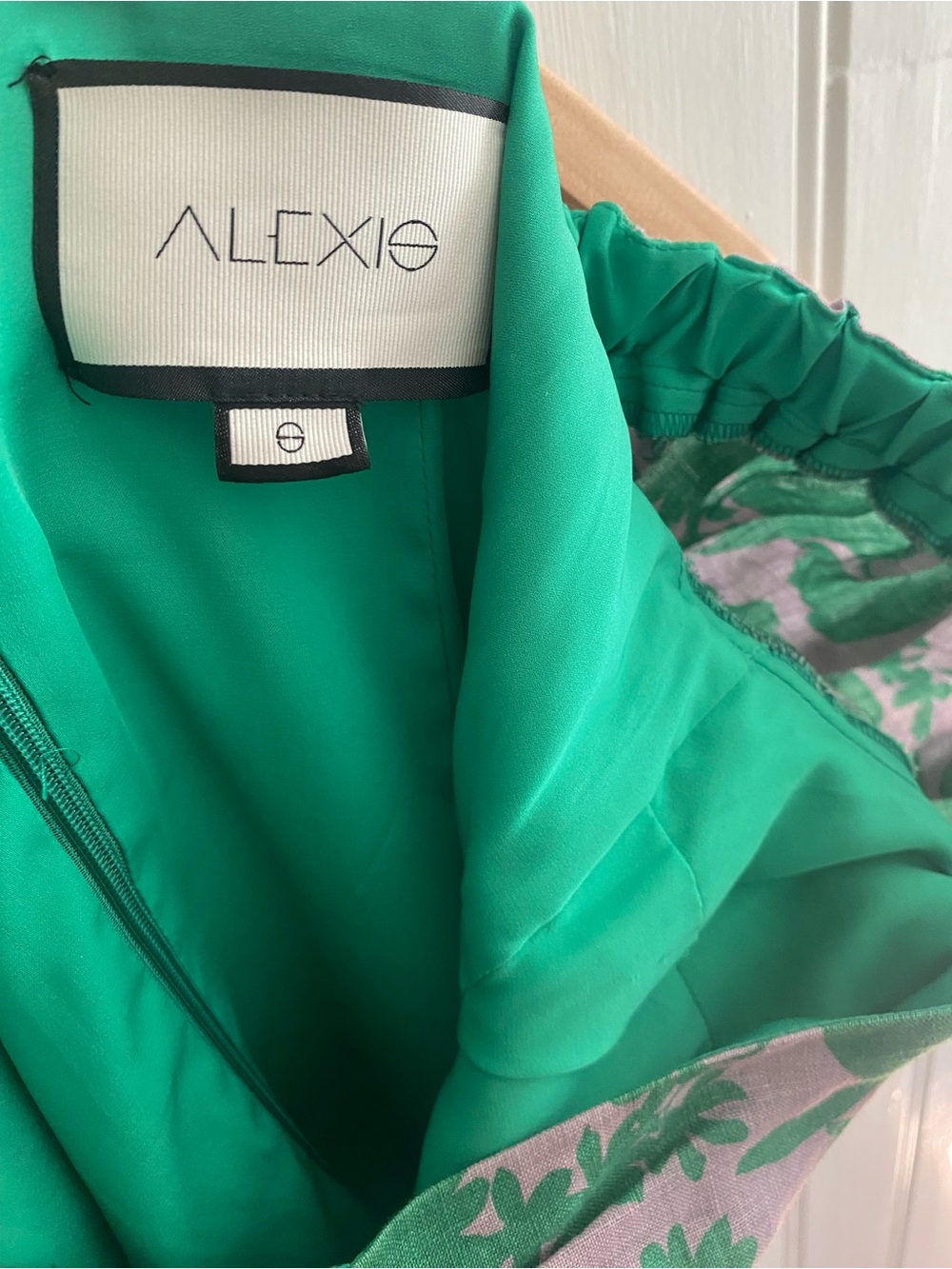 ALEXIS pilou printed green bontanical mini linen dress - Picture 7 of 11